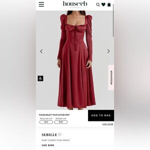 HOUSE OF CB 'Sebille' Ruby Corset Midi Dress NWT regular cup